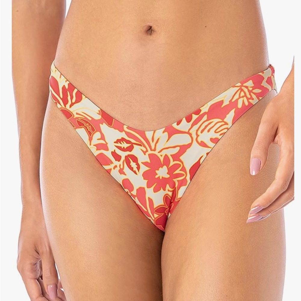 Maaji Floral Bikini Bottom - Pink and Yellow
